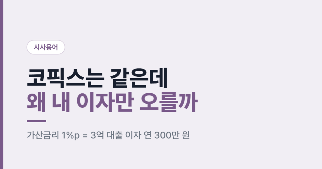 가산금리 카드뉴스 — 코픽스는 같은데 왜 내 이자만 오를까